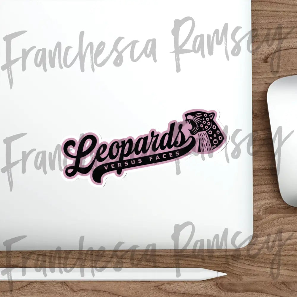 ’Leopards vs Faces’ vinyl car sticker | Sorbet White / Die-Cut / 6’’ × 6’’ Paper products