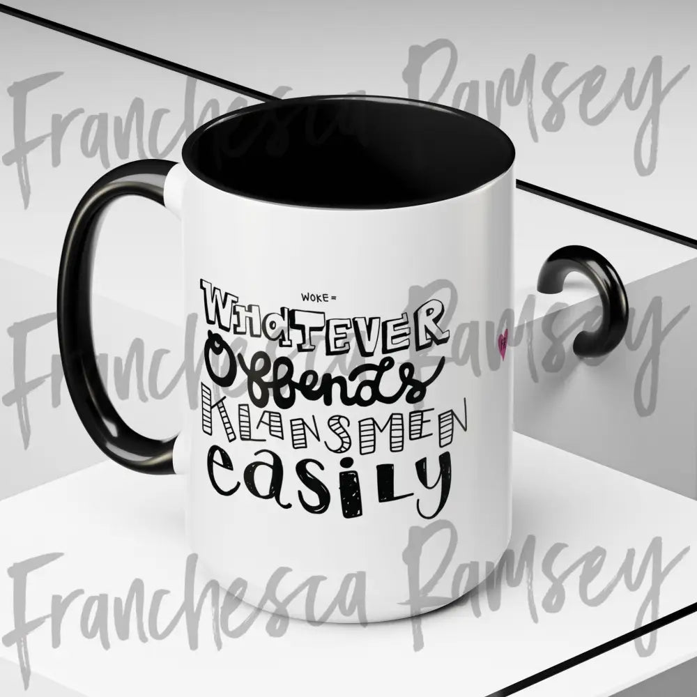 ’Stay W.O.K.E.’ color block mug 15oz / Black Mug
