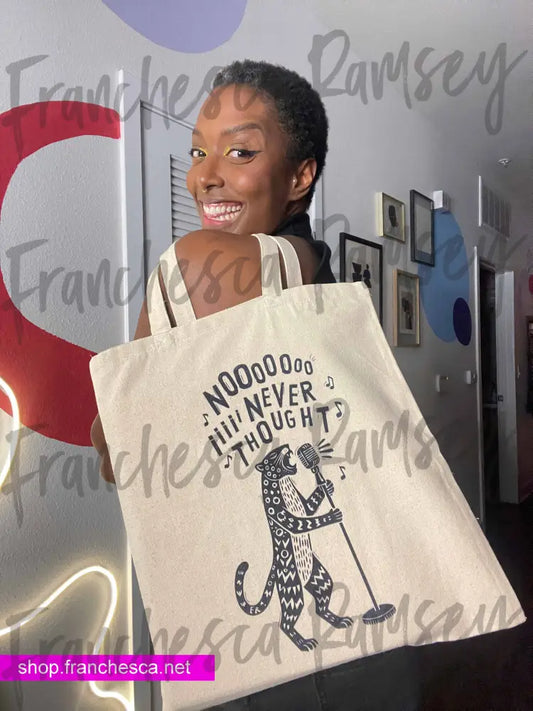 ’No I Never Thought’ natural tote bag 15’’ x 16’’ / Natural Bags